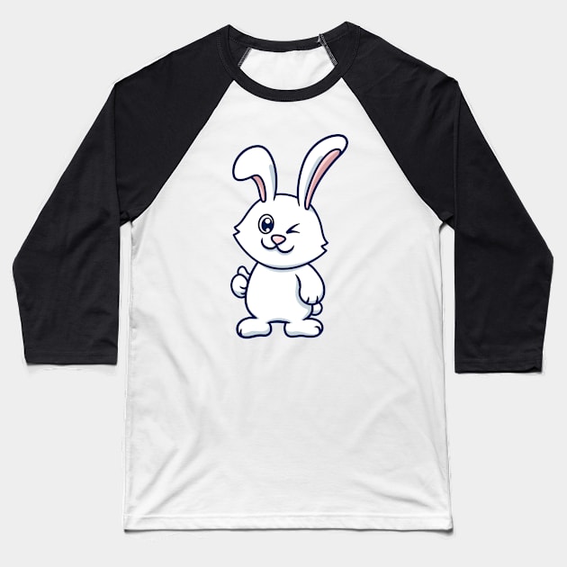 Cute Rabbit Giving Thumb Up Baseball T-Shirt by garistipis